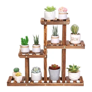 Carbonized Wood Plant Stand MultiTier Succulent Rack