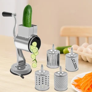 Rotary Grater W/5 Blades Stainless Steel Manual Grinder