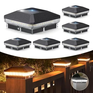 6/12 Pack 4x4 post lights Solar Post Lights Outdoor